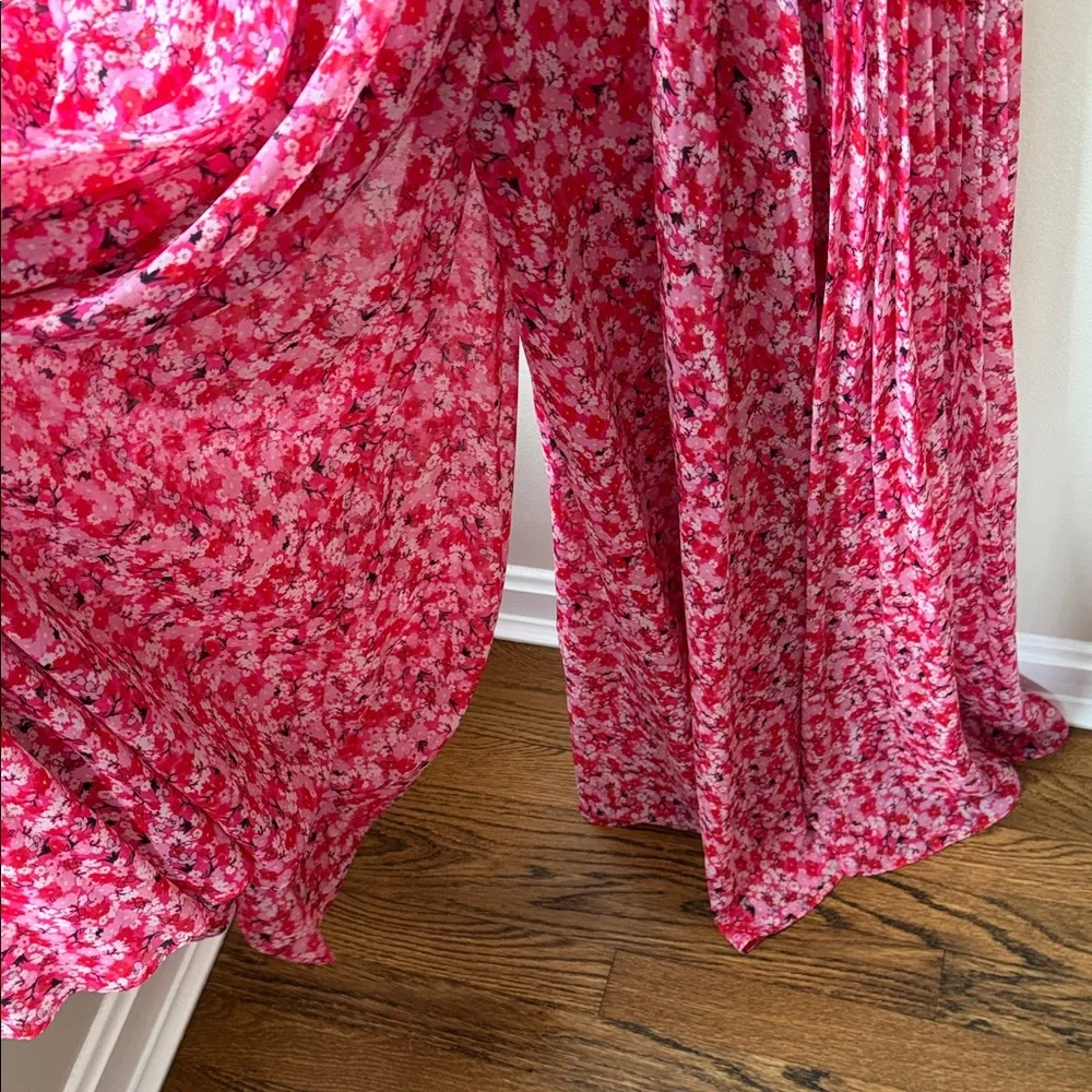 Pink Floral Maxi Dress with Ruffle Bodice - Picture 9 of 9